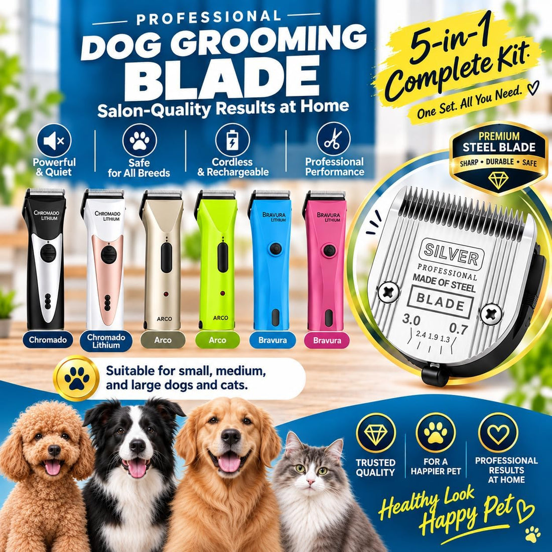 Adjustable Dog Grooming Blades Compatible with Wahl 5 in1 Blade
