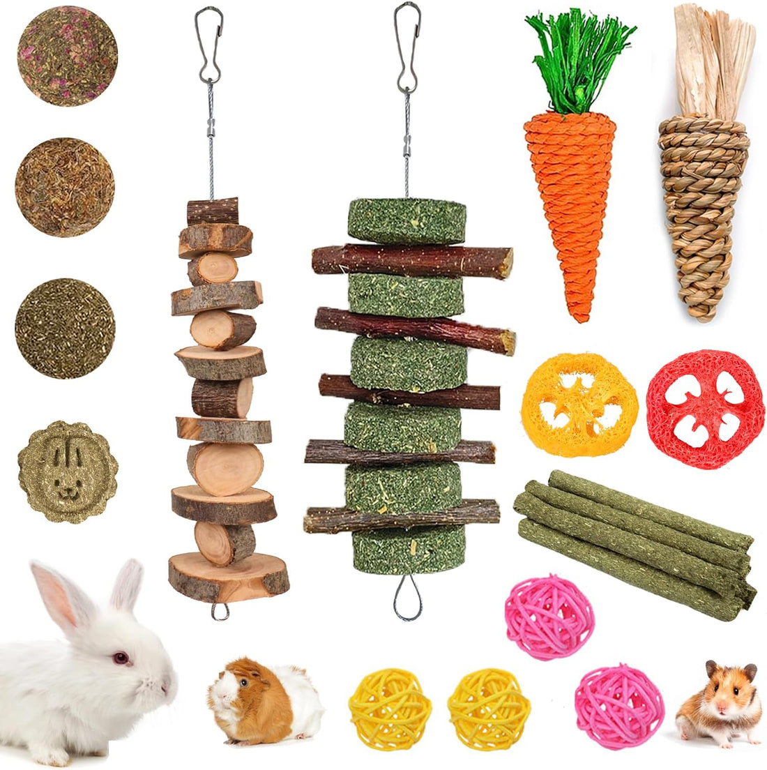 Grddaef 20 PCS Bunny Chew Toys for Teeth