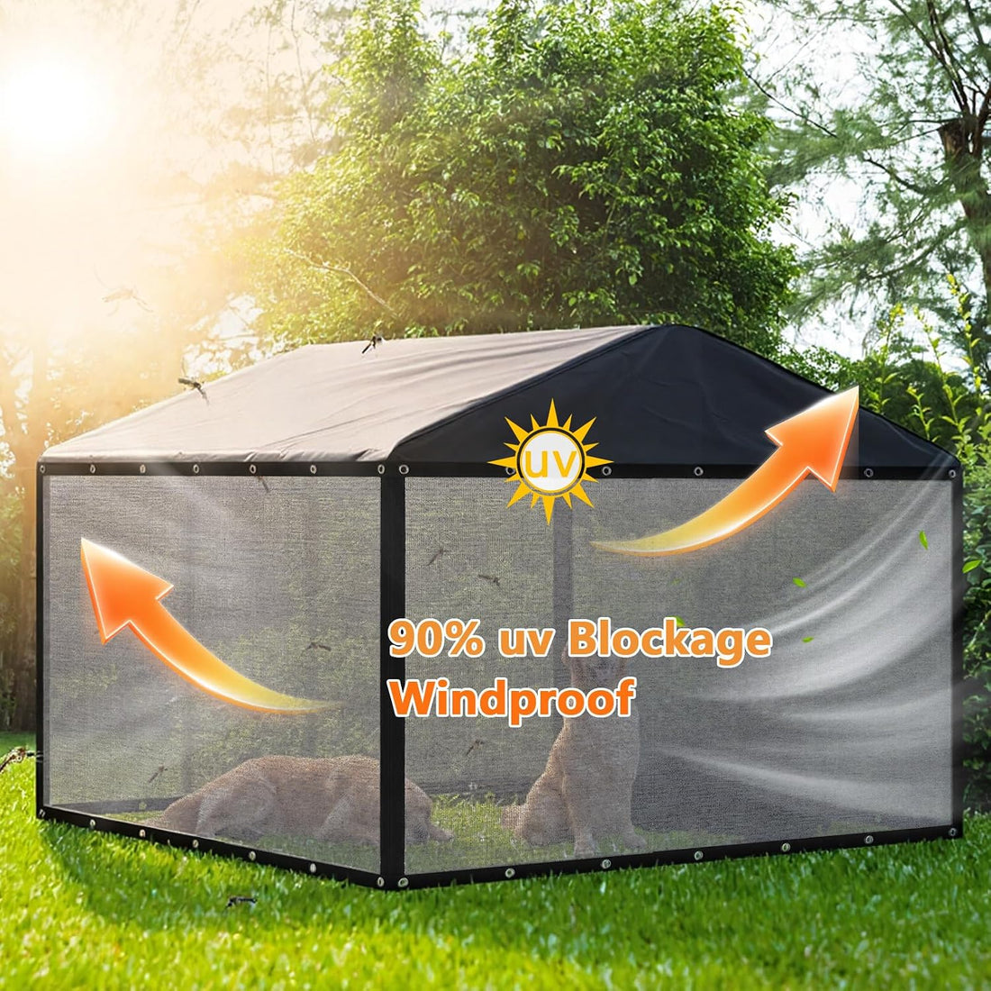 Outdoor Dog Kennel Side Shade Screen Only, Fits 8' x 4' x 6' Cage