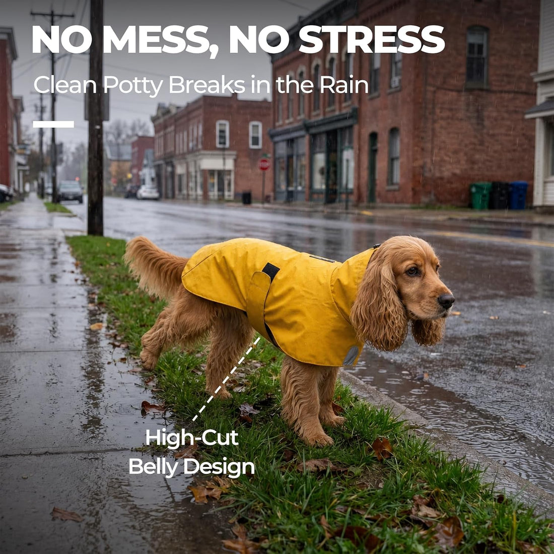 Easy-On PU Dog Raincoat, No Leg Holes