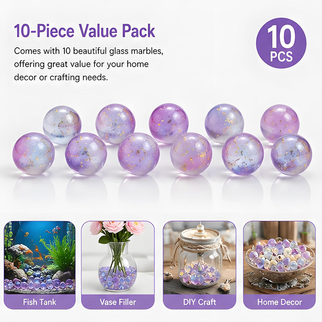 10 Pcs Glass Decorative Marbles