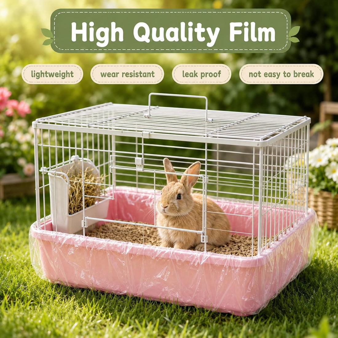 120 Pcs Disposable Plastic Cage Liners 27x19 in Clear Bunny Litter