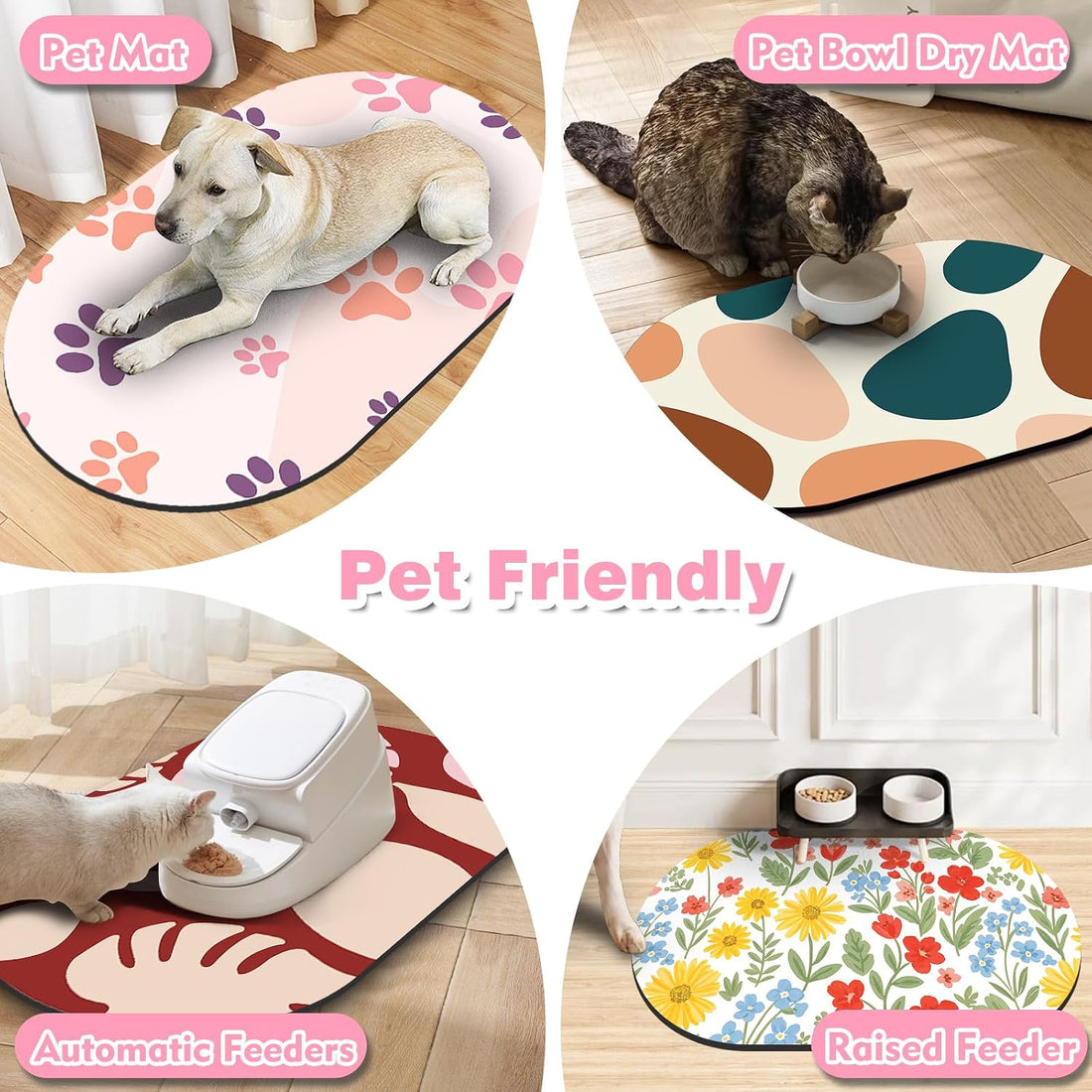 Cat Food Mat Small - 20''x12'' Absorbent Cat Feeding Mat