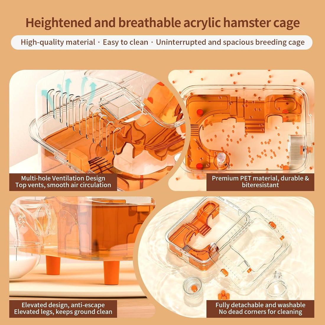 Clear Hamster Cage with External Bath, Dwarf Habitat