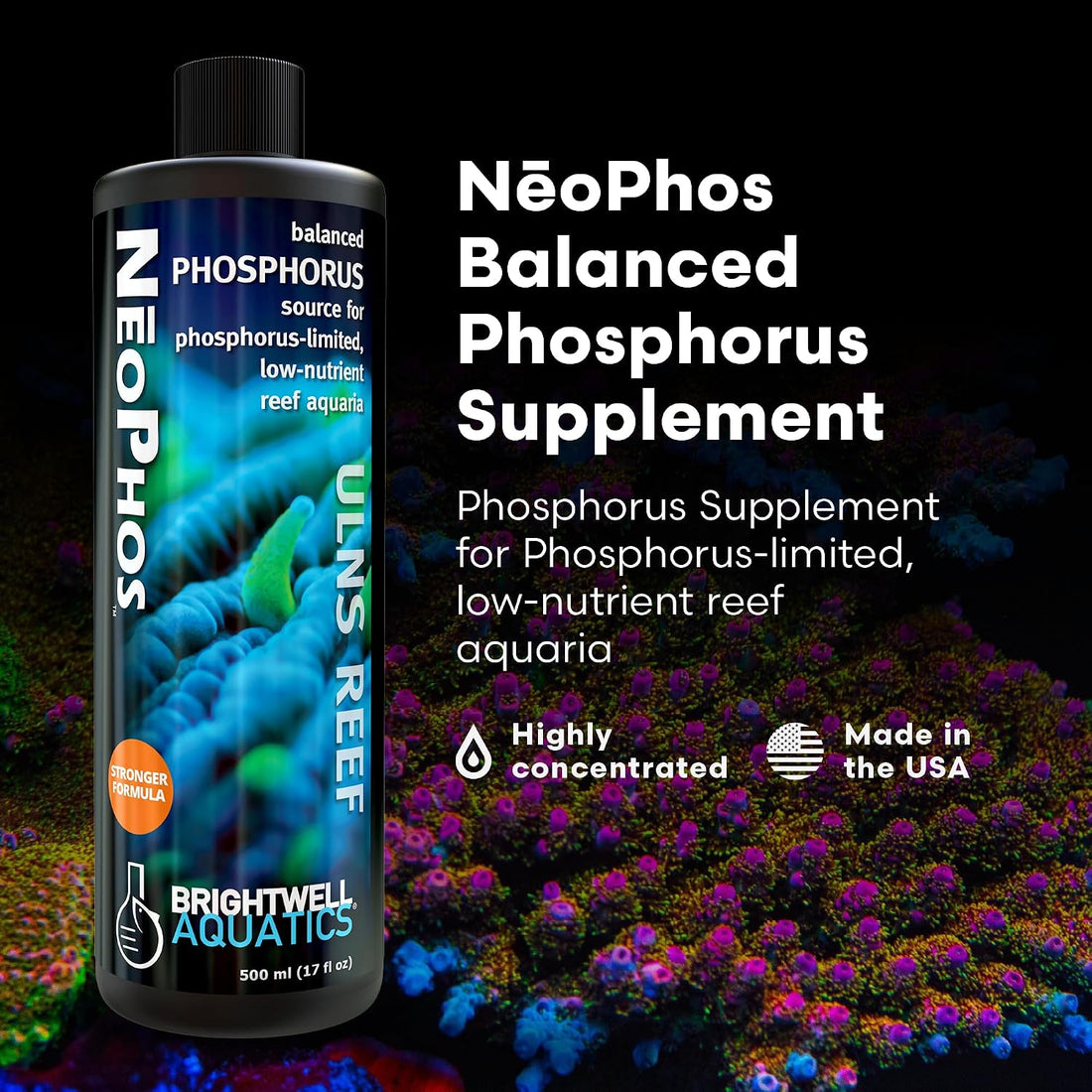 Brightwell Aquatics NēoPhos Phosphate Reef Supplement, 500ml