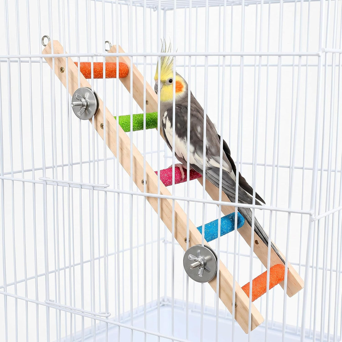 5-Section Parrot Ladder, Climbing Rope with Hooks, Chew-Proof Perch