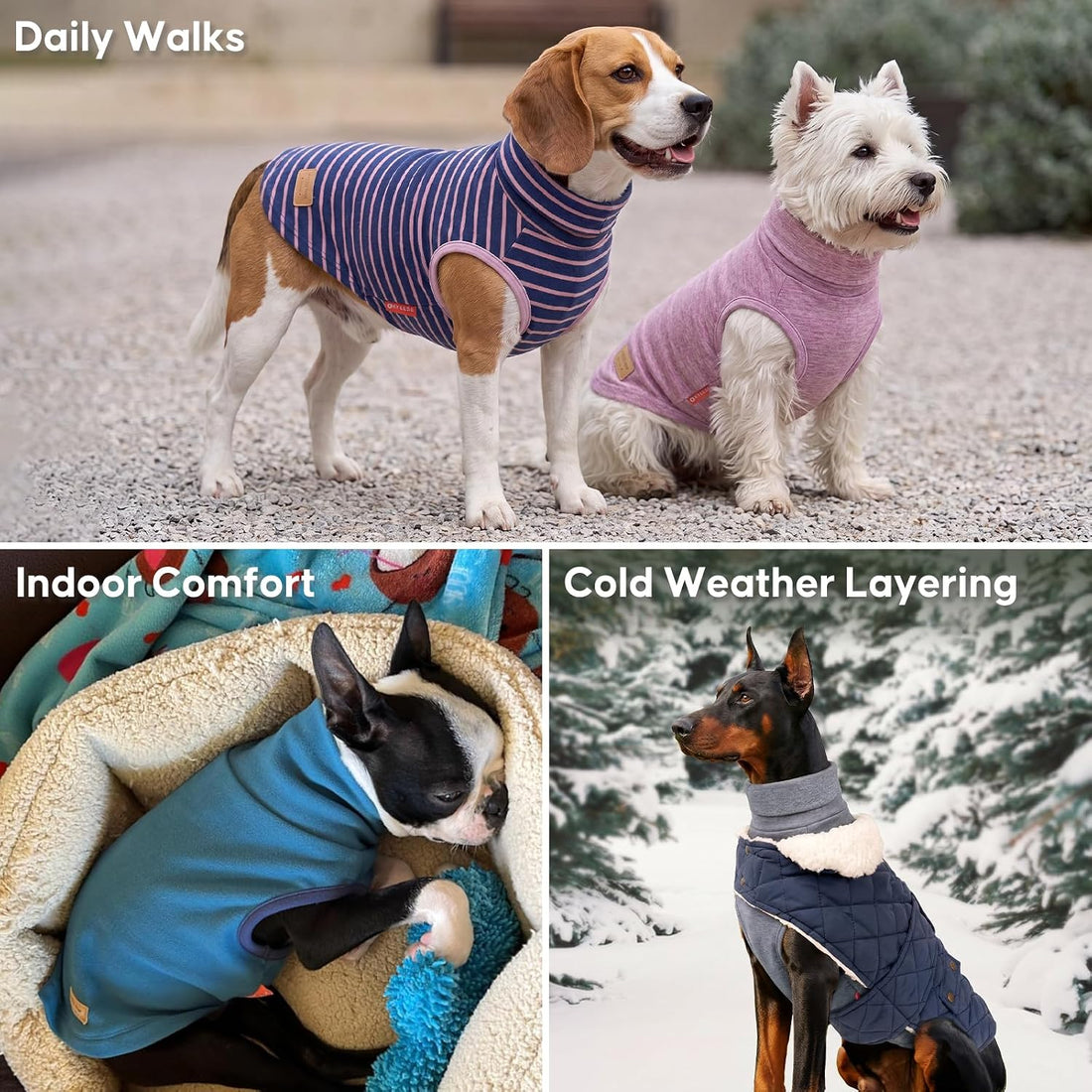 KYEESE 2Pack Dog Sweater for Large Dogs Soft Pet Coats Fleece
