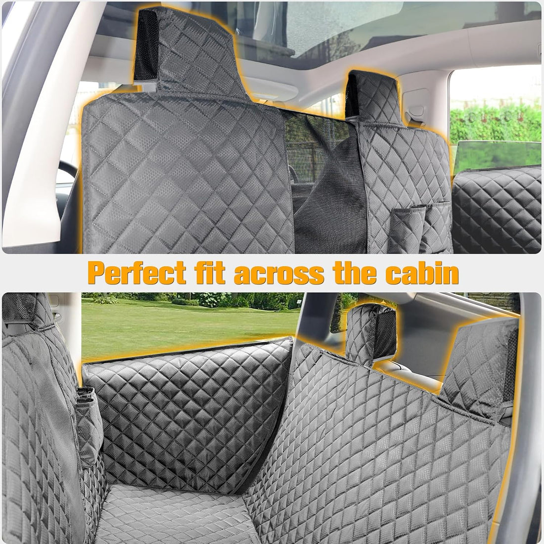 PETICON Dog Seat Cover for Tesla Model 3 & Y Back Seat + 2 Door