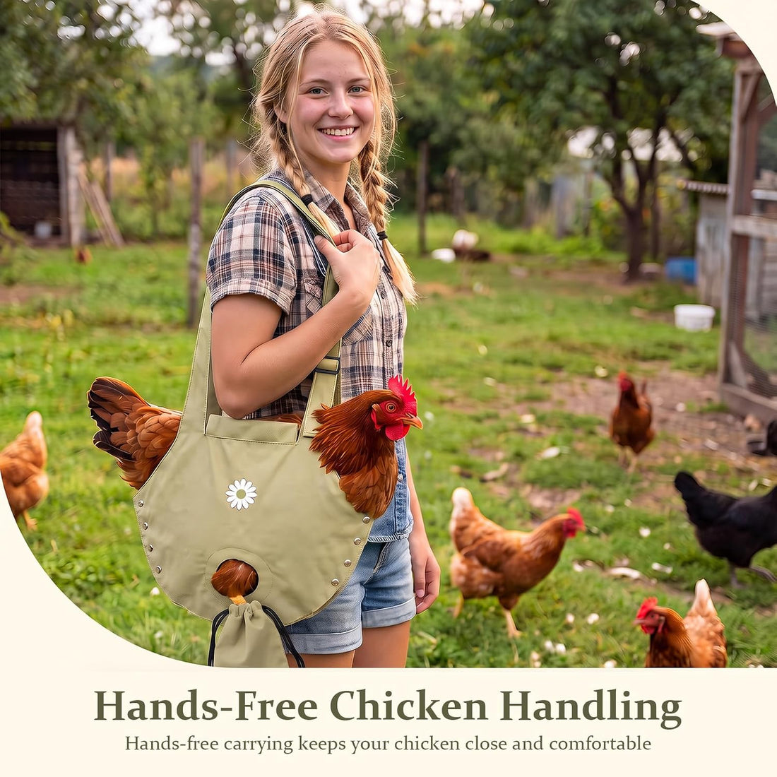Chicken Sling Carrier with Shoulder Strap, Hen Holder Bag, 1-Pack
