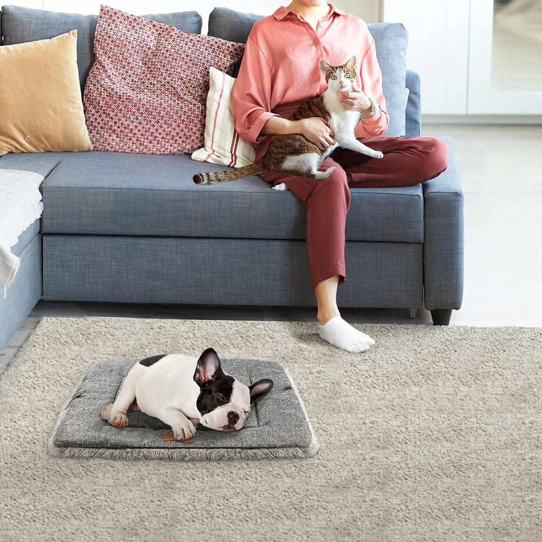 HDLKRR Cat Bed Self Warming, Foldable Self Heated Cat Mat Heating Pad