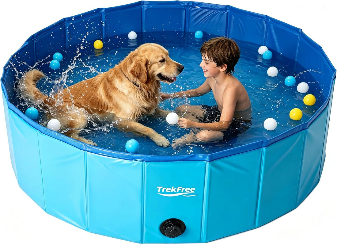 Foldable Dog Pool, Collapsible Plastic Dog Swimming Pool, 32x12in