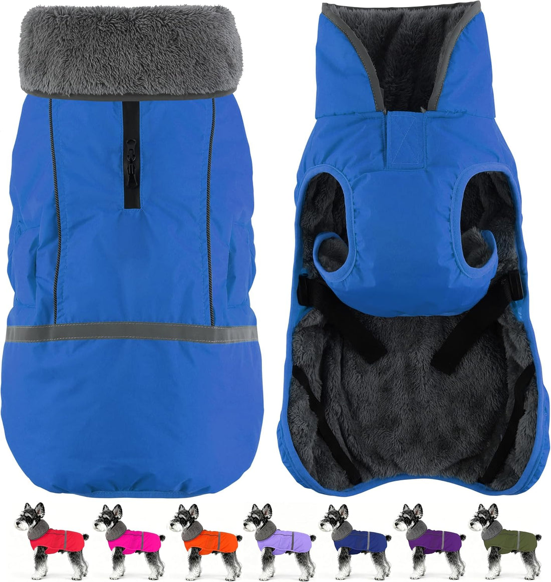 Dogcheer Warm Dog Coat, Waterproof Fleece-Lined Dog Jacket with Leash