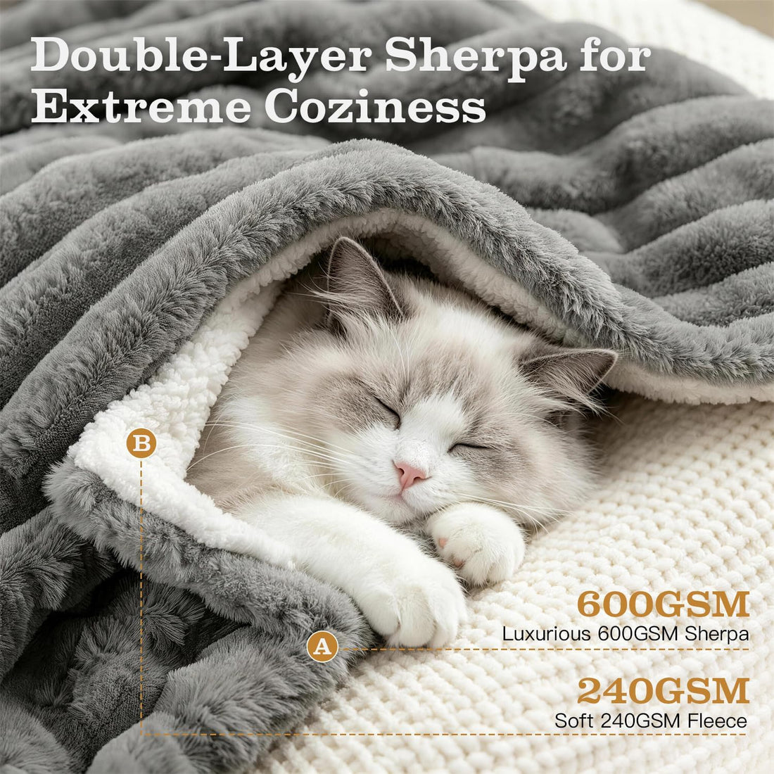 Cat Blanket for Indoor Cats, Soft Rabbit Fur Kitten Blanket 21x17