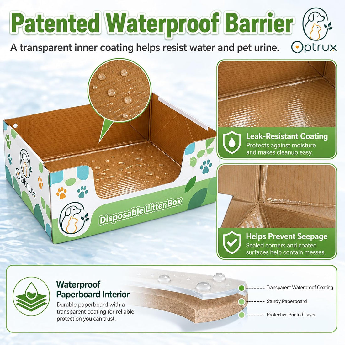 6-Pack Disposable Litter Box with Waterproof Coating, Medium