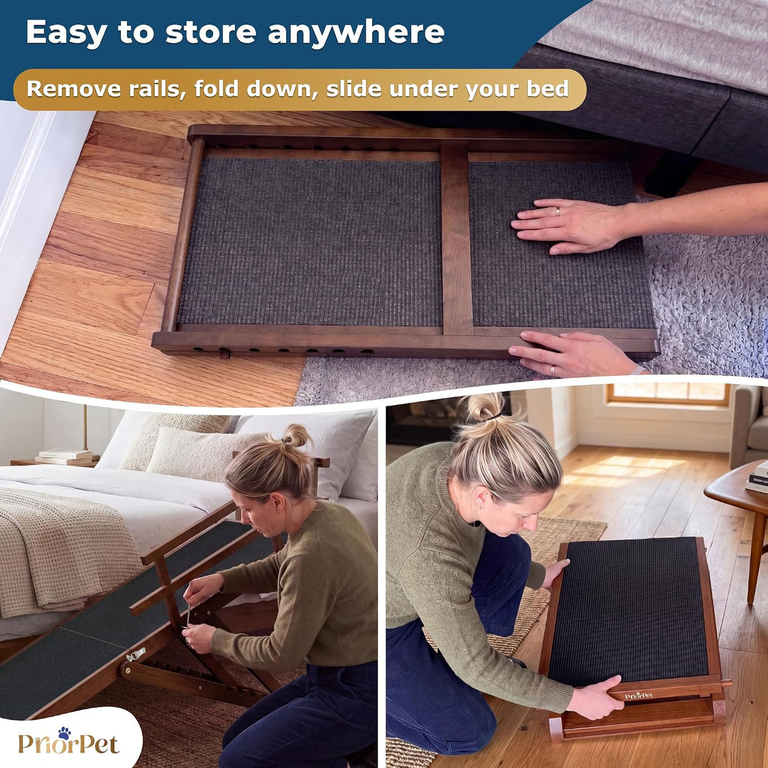 Dog ramp for Bed - PRIORPET Birchwood Adjustable Ramp for Dogs to Get