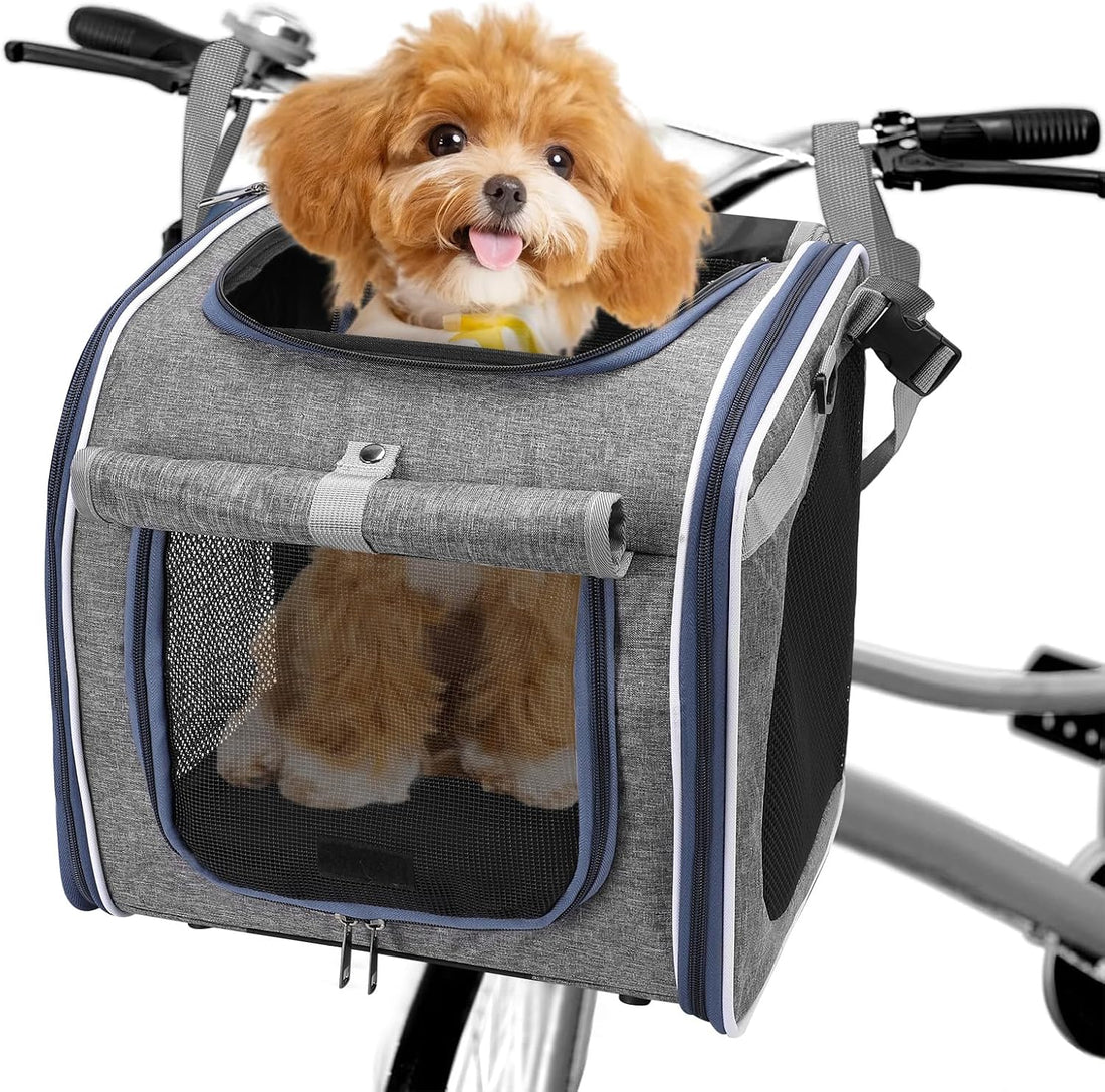 Dog Bike Basket with Internal Storage Pocket, Dog Basket for Bike