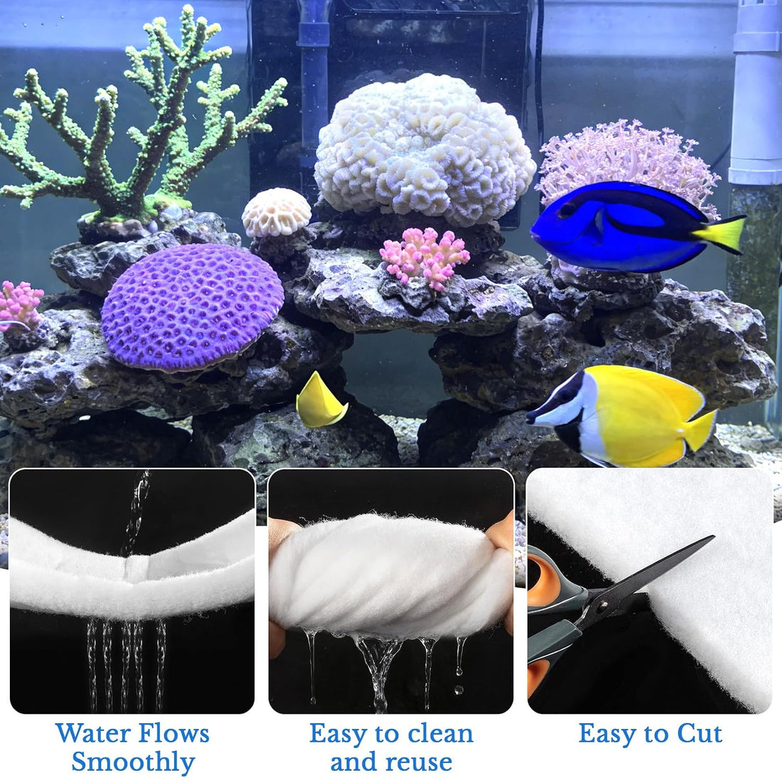 MAQIHAN Aquarium Filter Media Pad - White Filter Floss