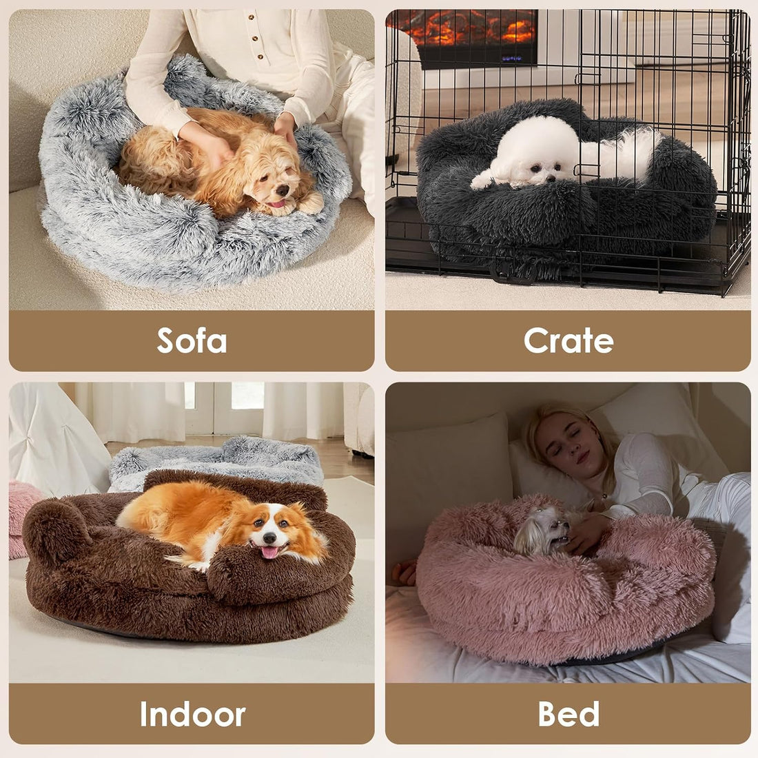 EHEYCIGA 20" Calming Donut Dog Bed for Small Dog & Cat Washable Pet