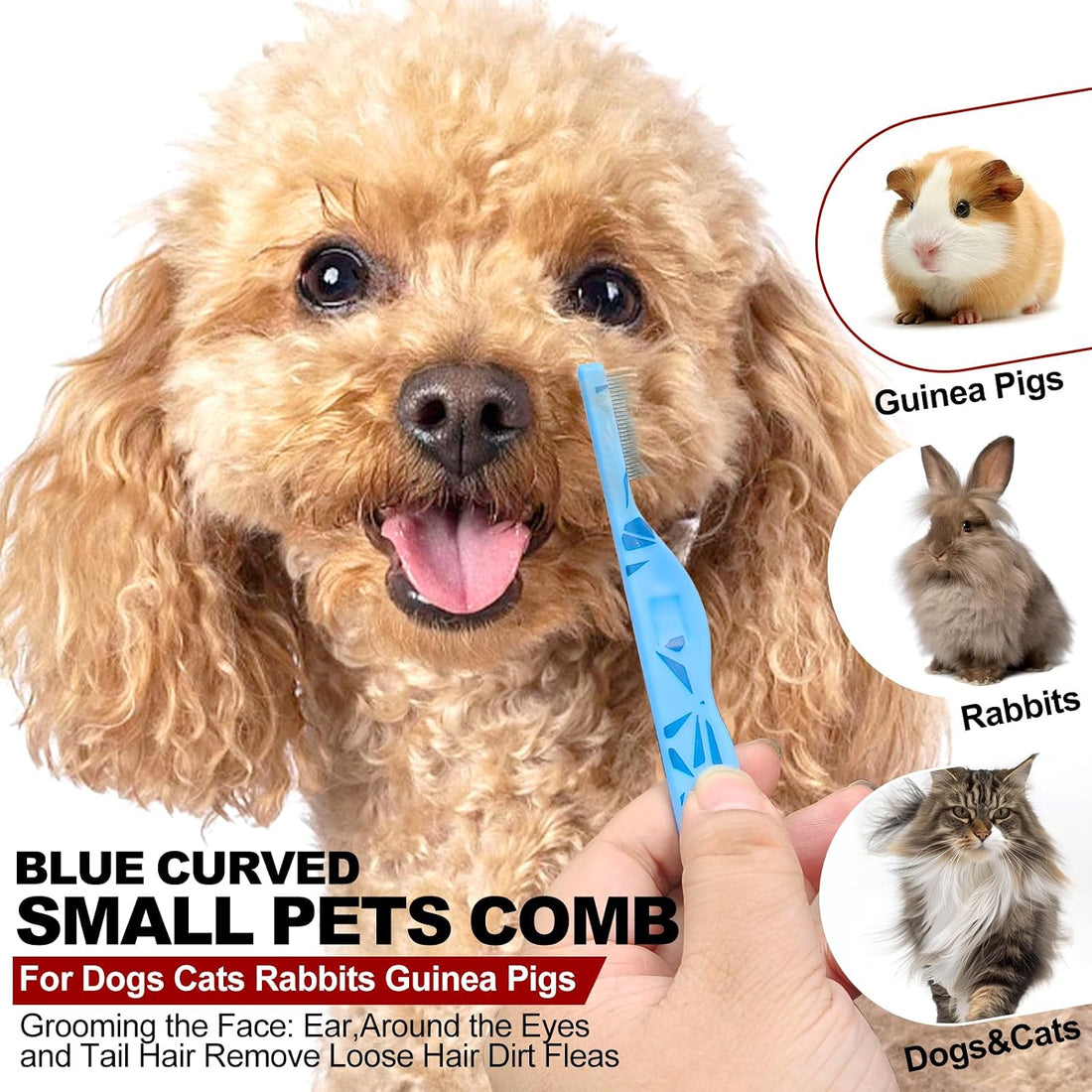 Histotree Blue Curved Small Dog Comb for Grooming Eyes Face Fine