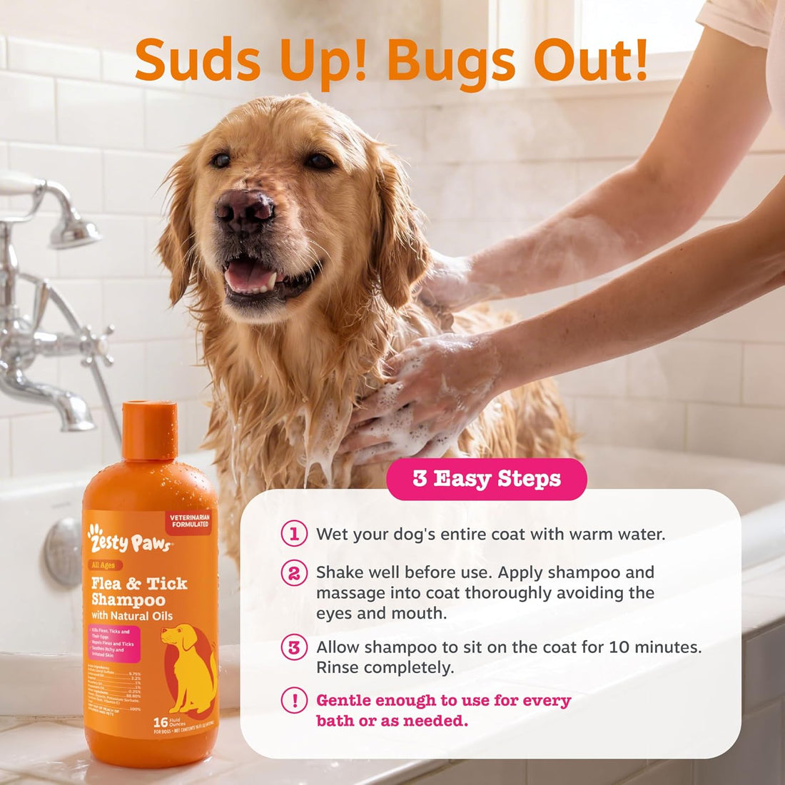 Zesty Paws Flea and Tick Shampoo for Dogs