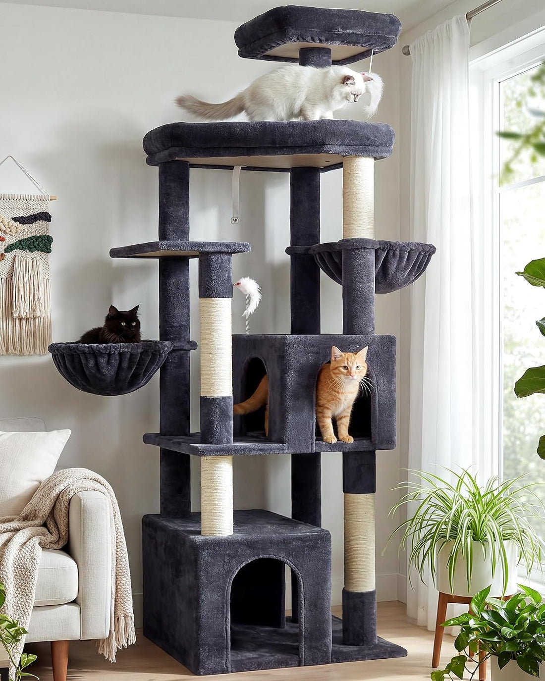 Globlazer Sturdy Cat Tree for Indoor Cats 20 lbs, S68, Cloud Grey
