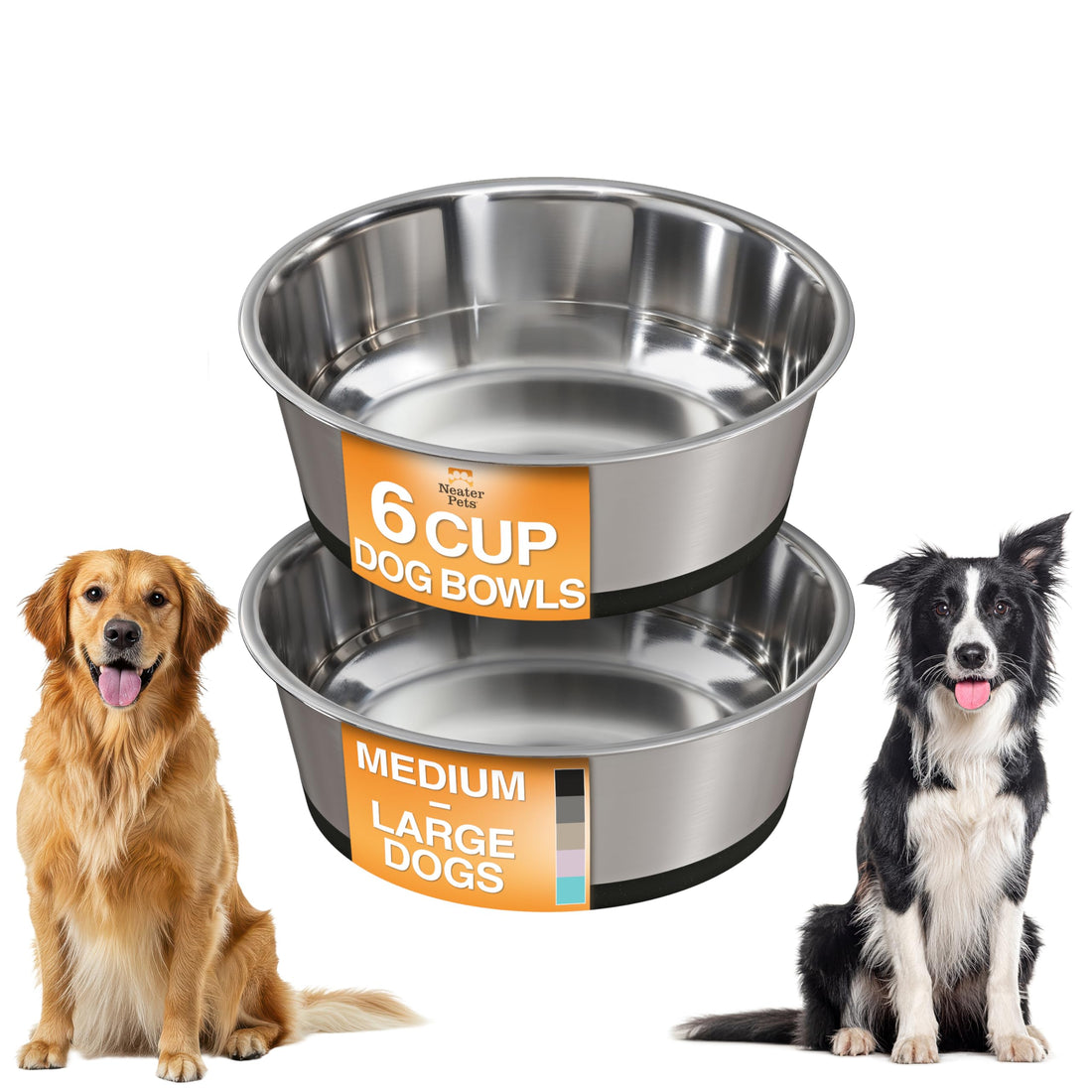 Neater Pet Brands Stainless Steel Dog Bowls with Non-Slip Rubber