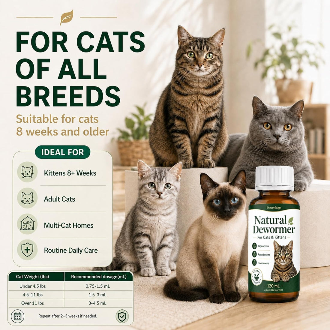 Dewormer for Cats & Kittens Broad Spectrum Cat Dewormer for Tapeworm