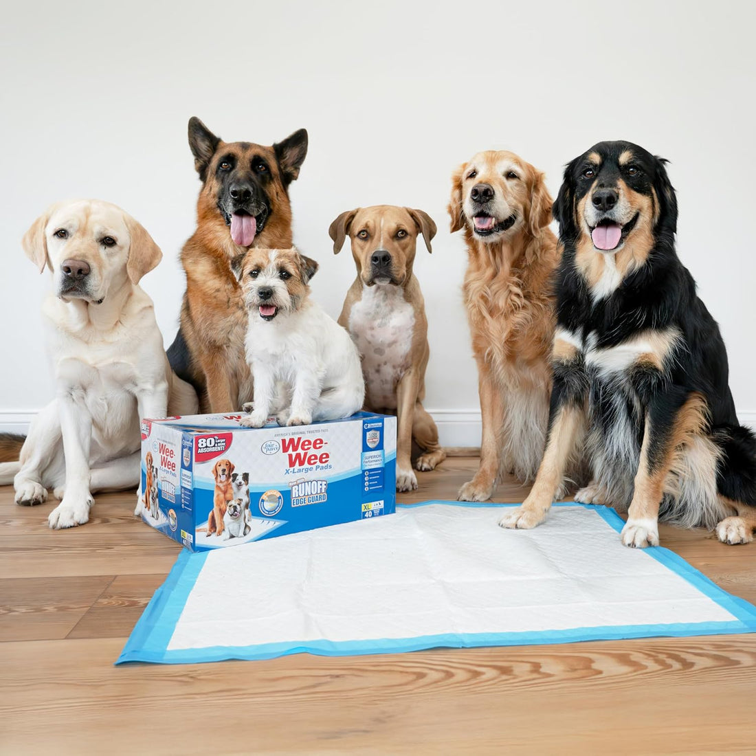 Four Paws Wee-Wee Superior Performance Pee Pads for Dogs with Runoff