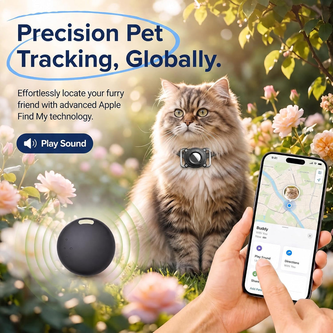 Pet Tracker for Dogs & Cats – No SIM Card, iOS & Android Compatible