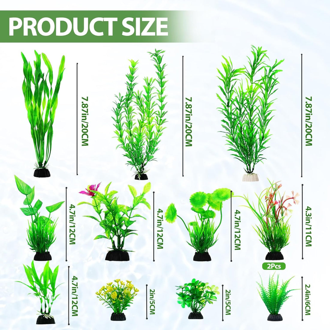 CousDUoBe 12pcs Fish Tank Accessories Aquarium Decorations Green