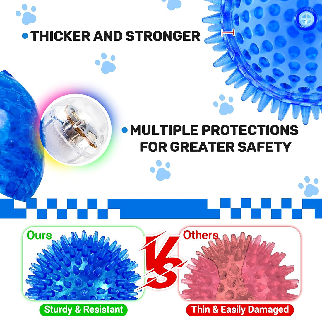 Ousiya 6 Pack 2.5" Light Up Squeaky Dog Balls