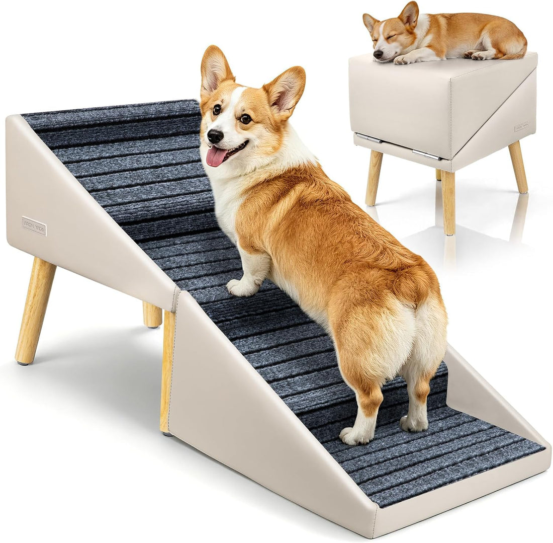 Dog Stairs & Ramp for High Bed & Couch,22.8" 6-Step Foldable Split