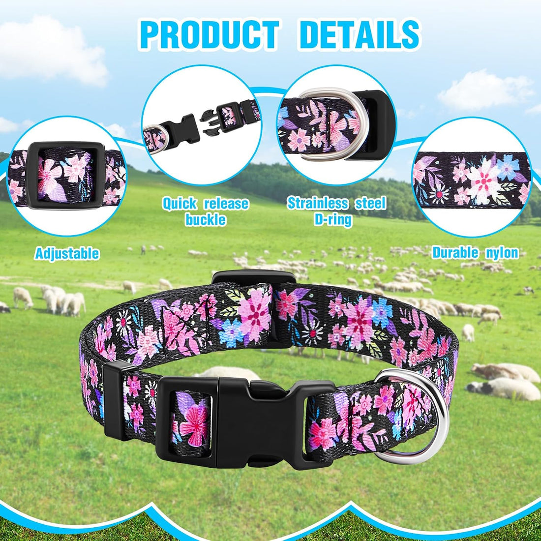 2 Pack Goat Collars with Bells