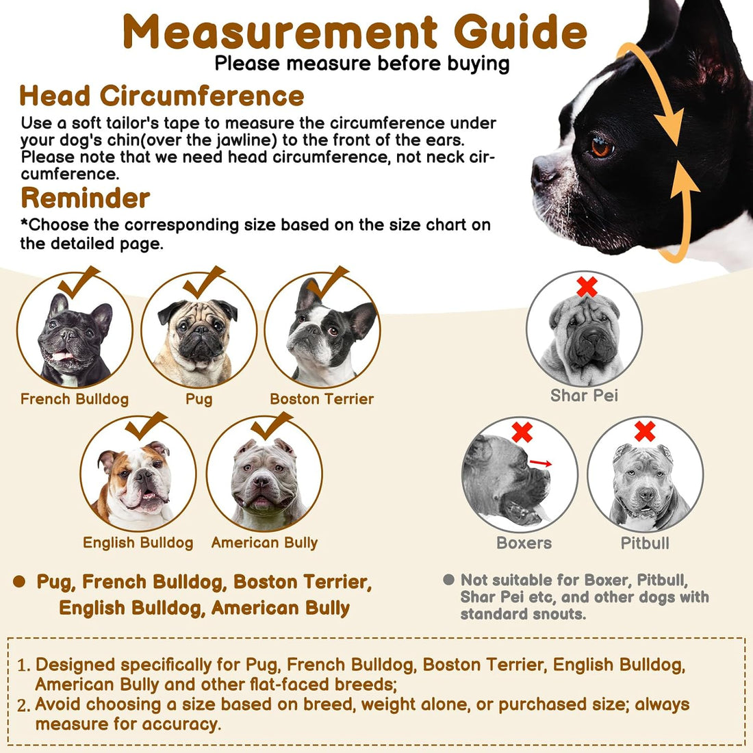 BARKLESS Frenchie Muzzle for Biting, Breathable Short Snout Dog Muzzle
