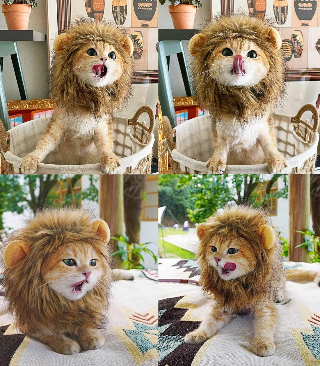 Lion Mane Wig for Cat Costume Pet Adjustable Washable Comfortable