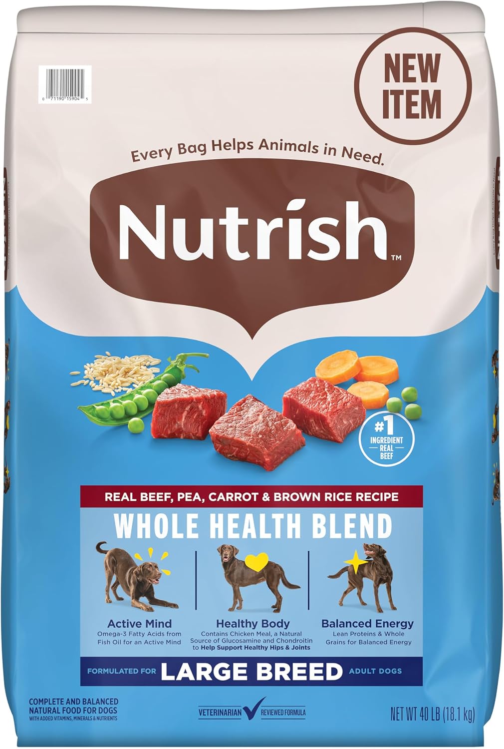 Nutrish Large Breed Dry Dog Food with Beef, 40 lb. Bag (Rachael Ray)