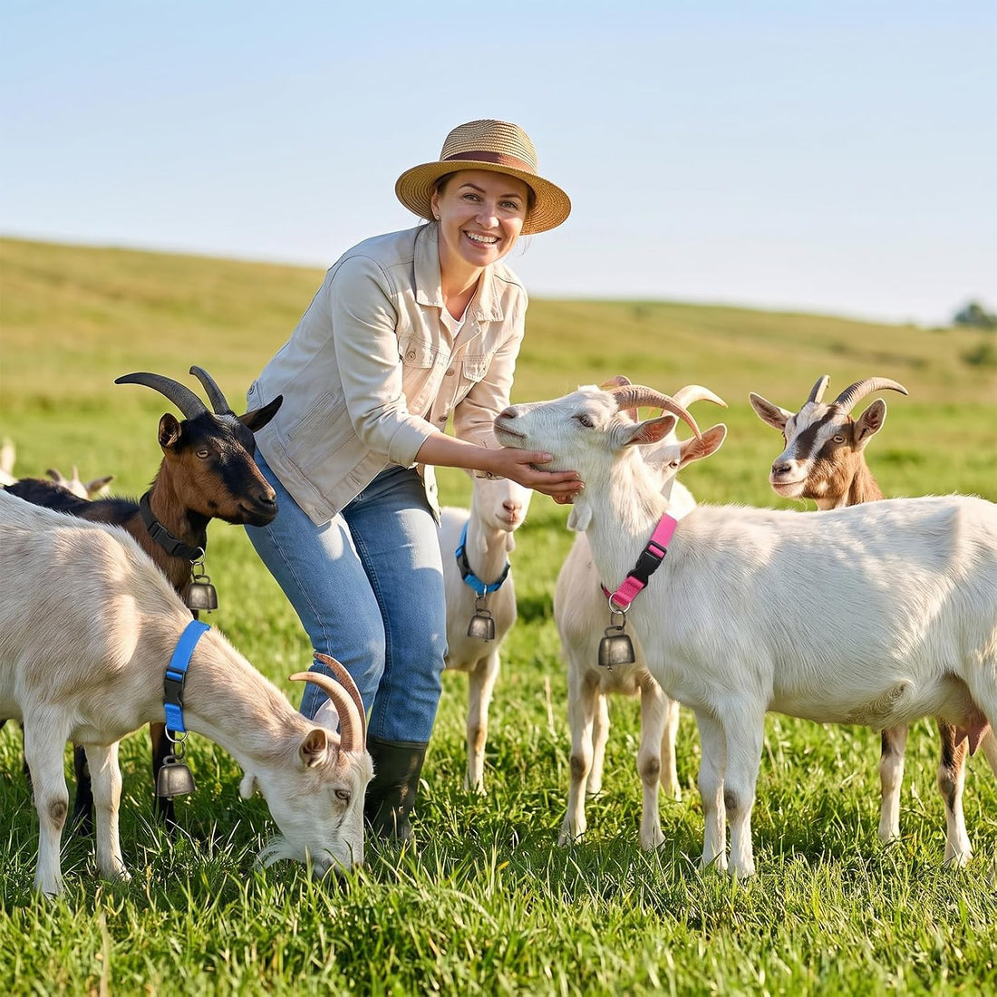 3 Pack Goat Collars with Bells Anti-Lost Adjustable Collar Set