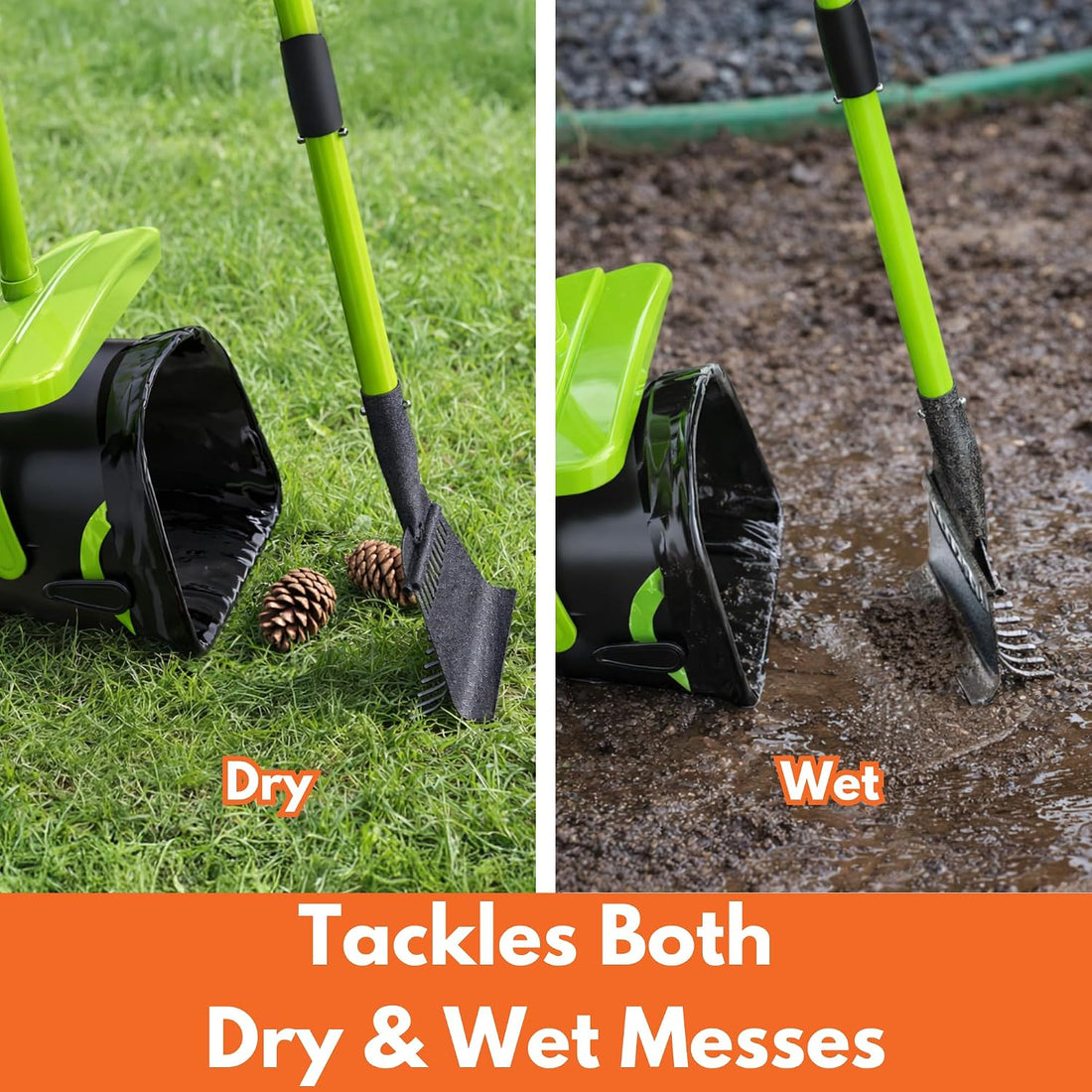 Pupzle Dry & Wet Dog Pooper Scooper with 40" Long Handle for Large