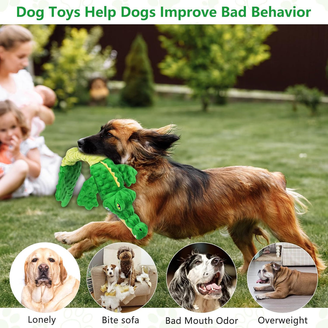 Letsmeet Large Squeaky Alligator Dog Toys