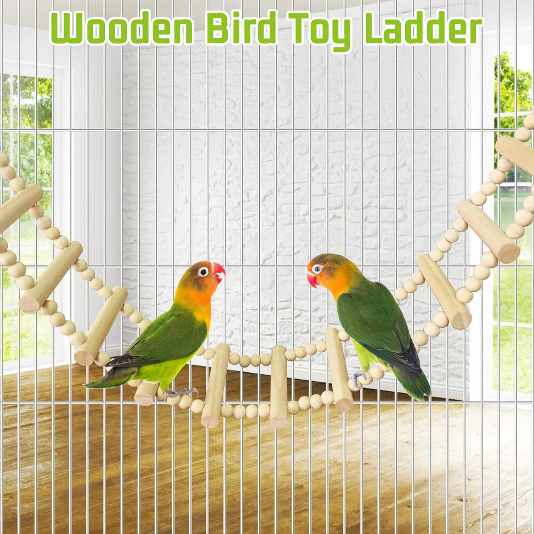 BNOSDM Long Bird Ladder Bridge 39.4 in Wooden Parakeet Climbing