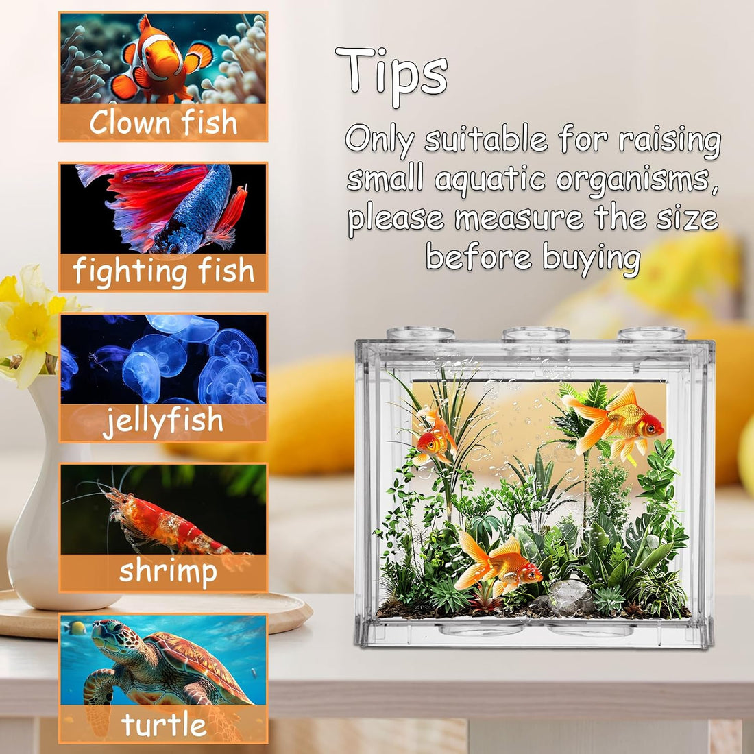 QTLCOHD 4 Pack Small Betta Fish Tank, 0.6 Gallon Mini Aquarium Tank