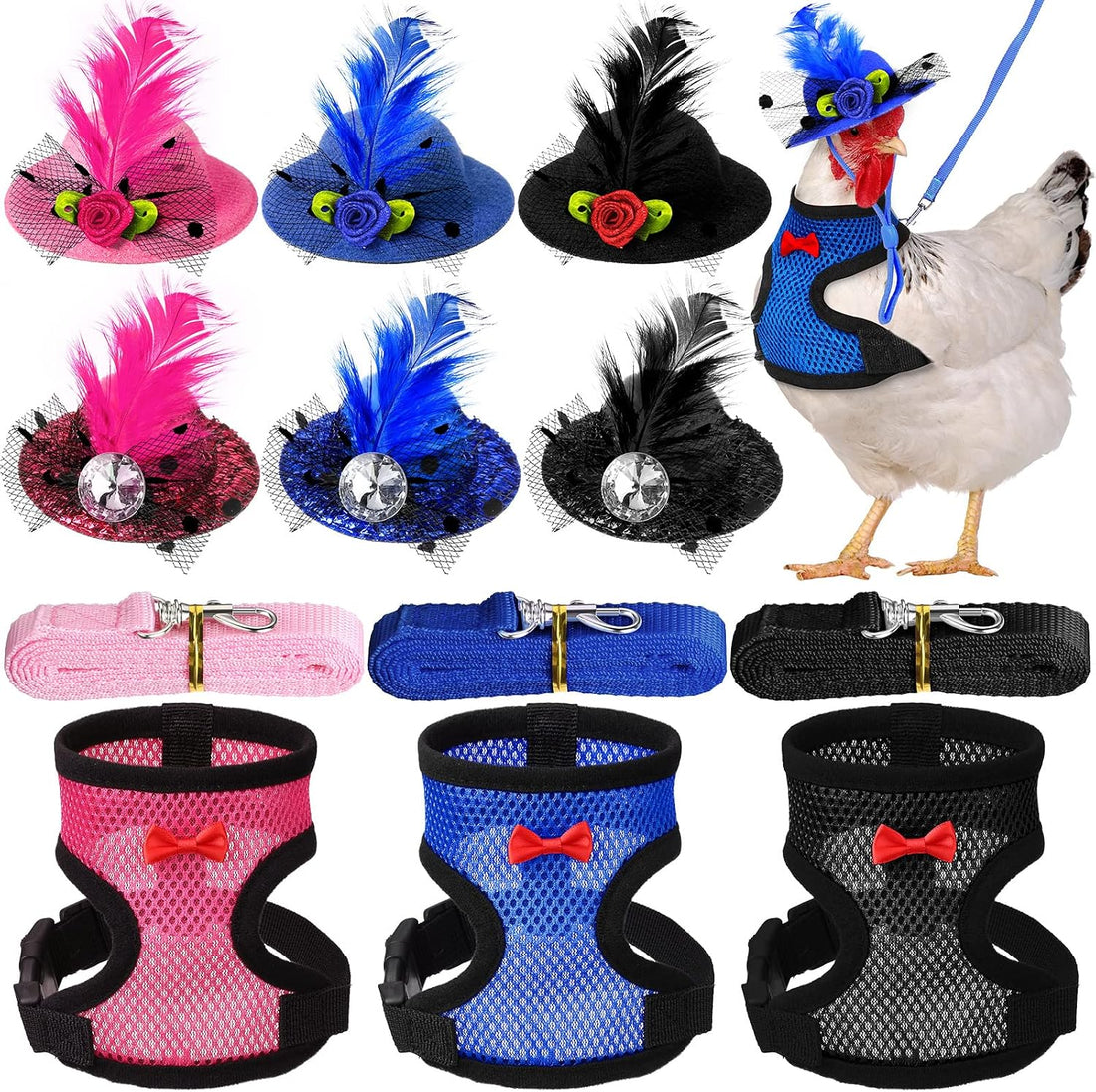 Zhanmai 9 Pcs Chicken Harness and Leash for Hens, Chicken Accessories