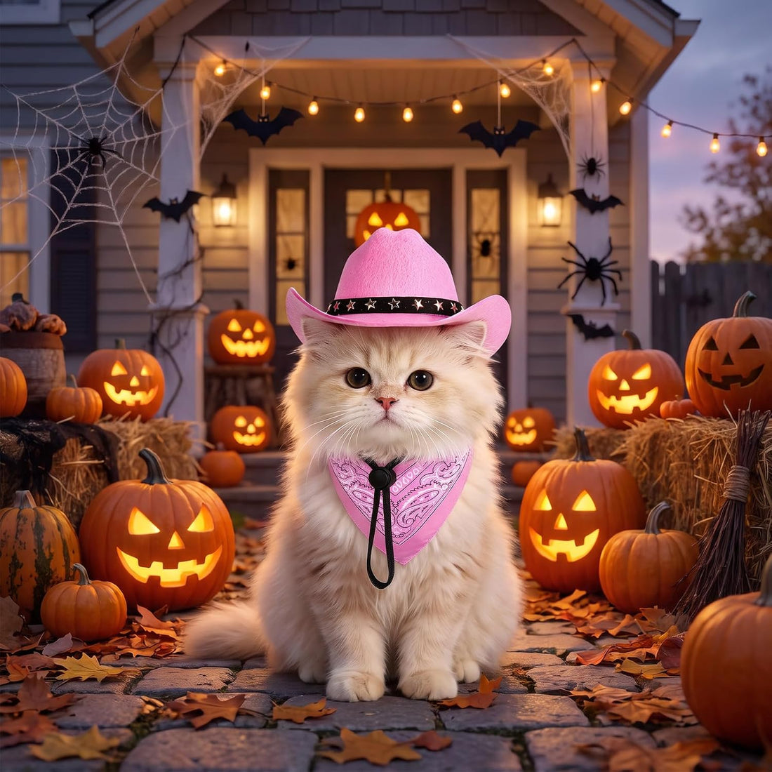 Pet Cowboy Costume, Dog Cowboy Hat with Bandana Scarf