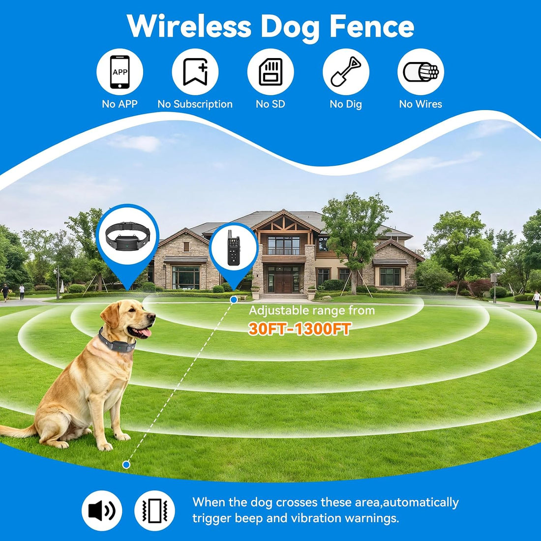 Wireless Dog Fence, Electric Fence for Dogs,Training Collar