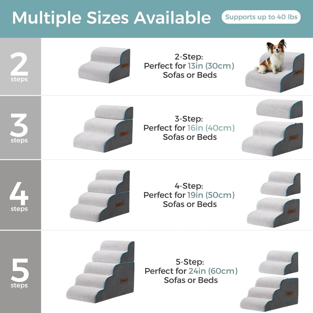 Dog Stairs, Steps and Ramp for High Bed & Sofa