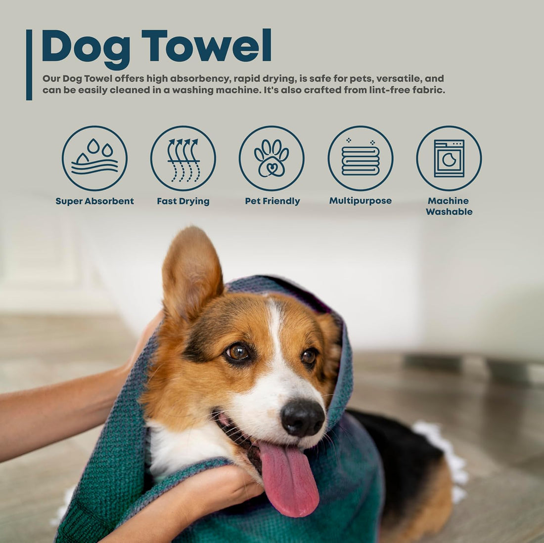 Extra Large Dog Towel for Big Dogs, Blue, XL