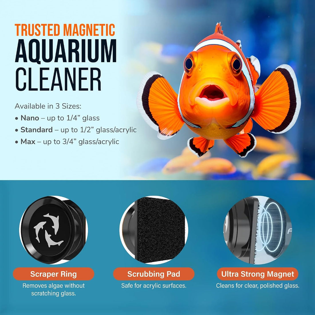 Flipper Magnetic Aquarium Glass Cleaner, Algae Scraper & Scrubber