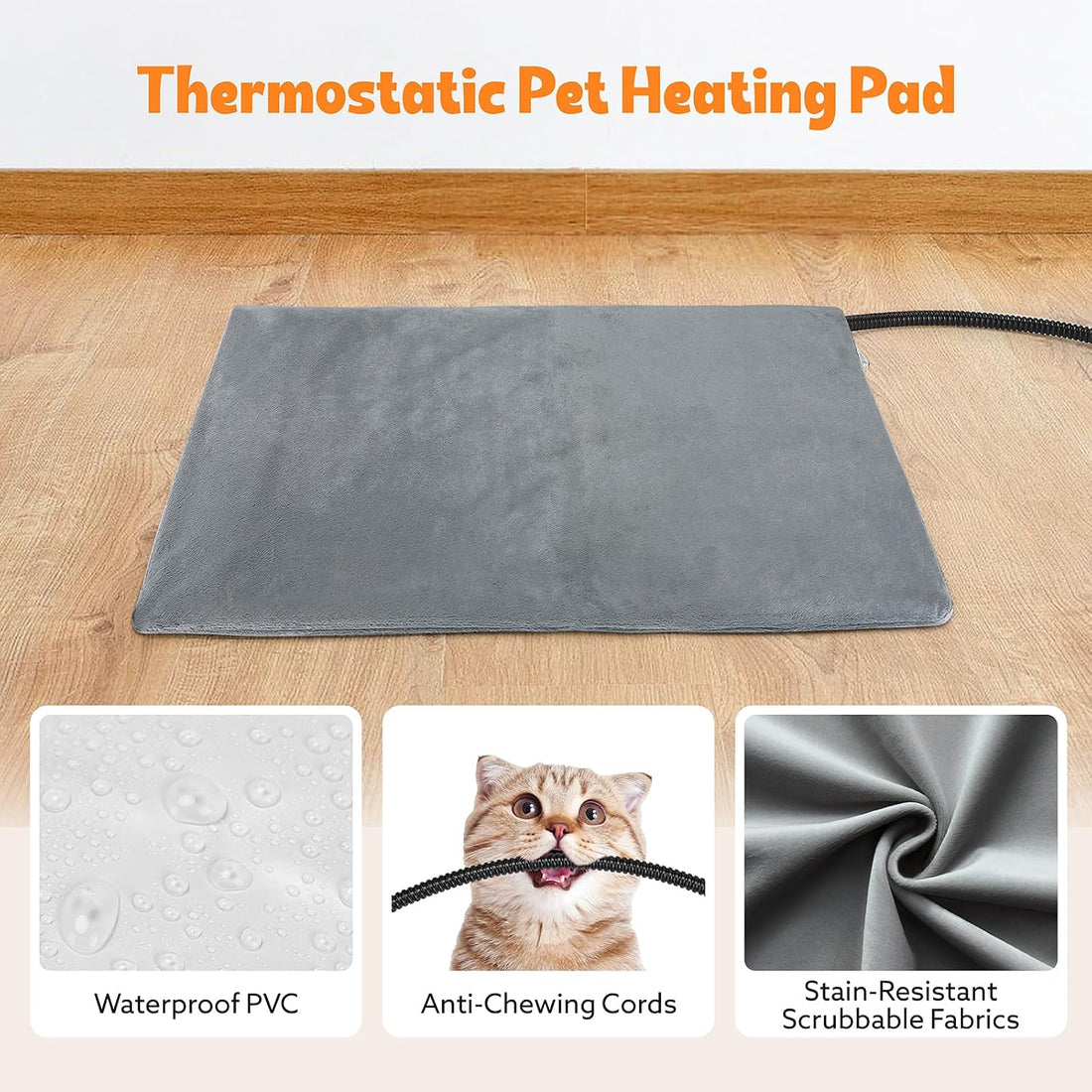 Tovve Heated Cat House for Indoor, Large Cat Bed with Heating Pad