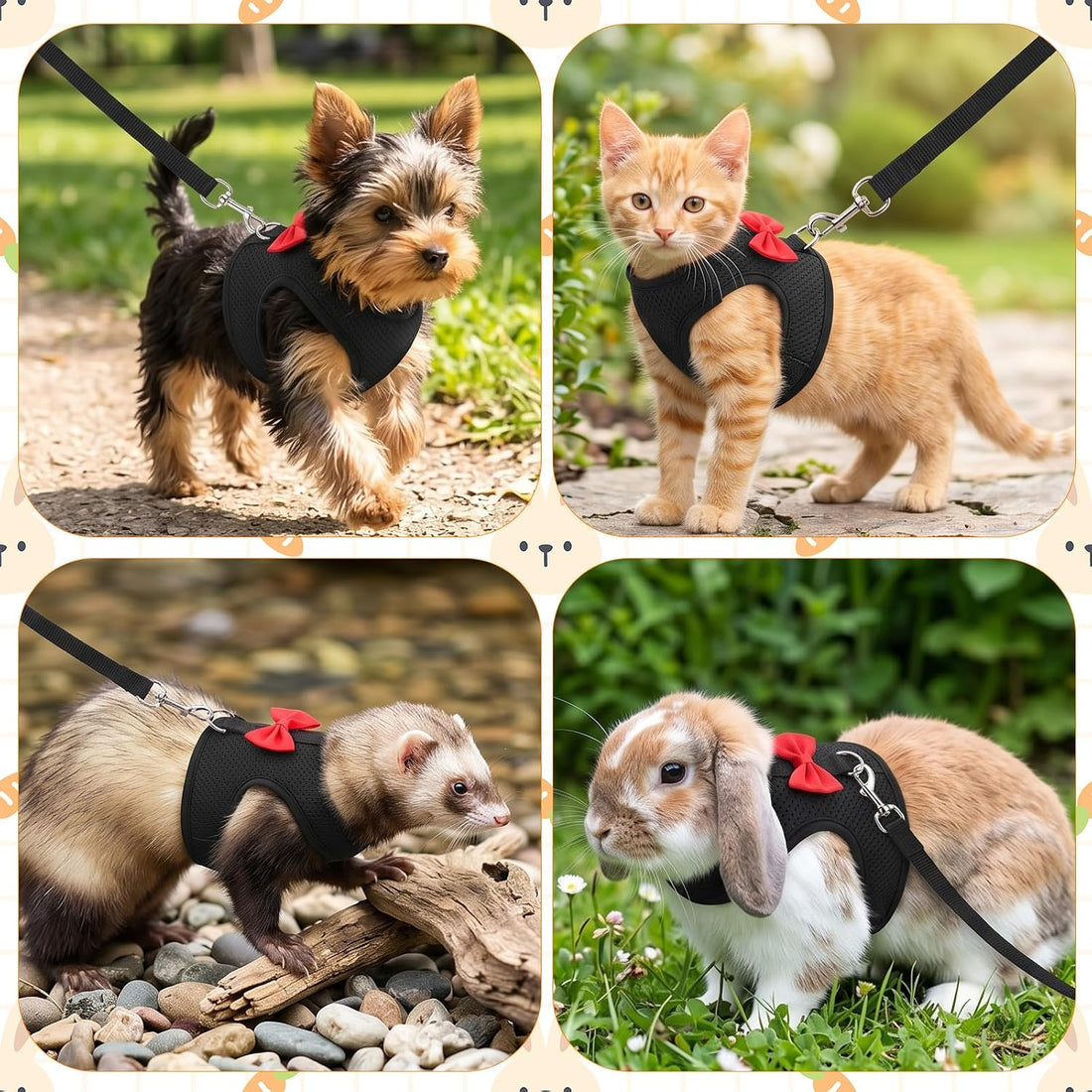 Rabbit Ferret Harness Bunny Harness and Leash Set Soft Breathable M
