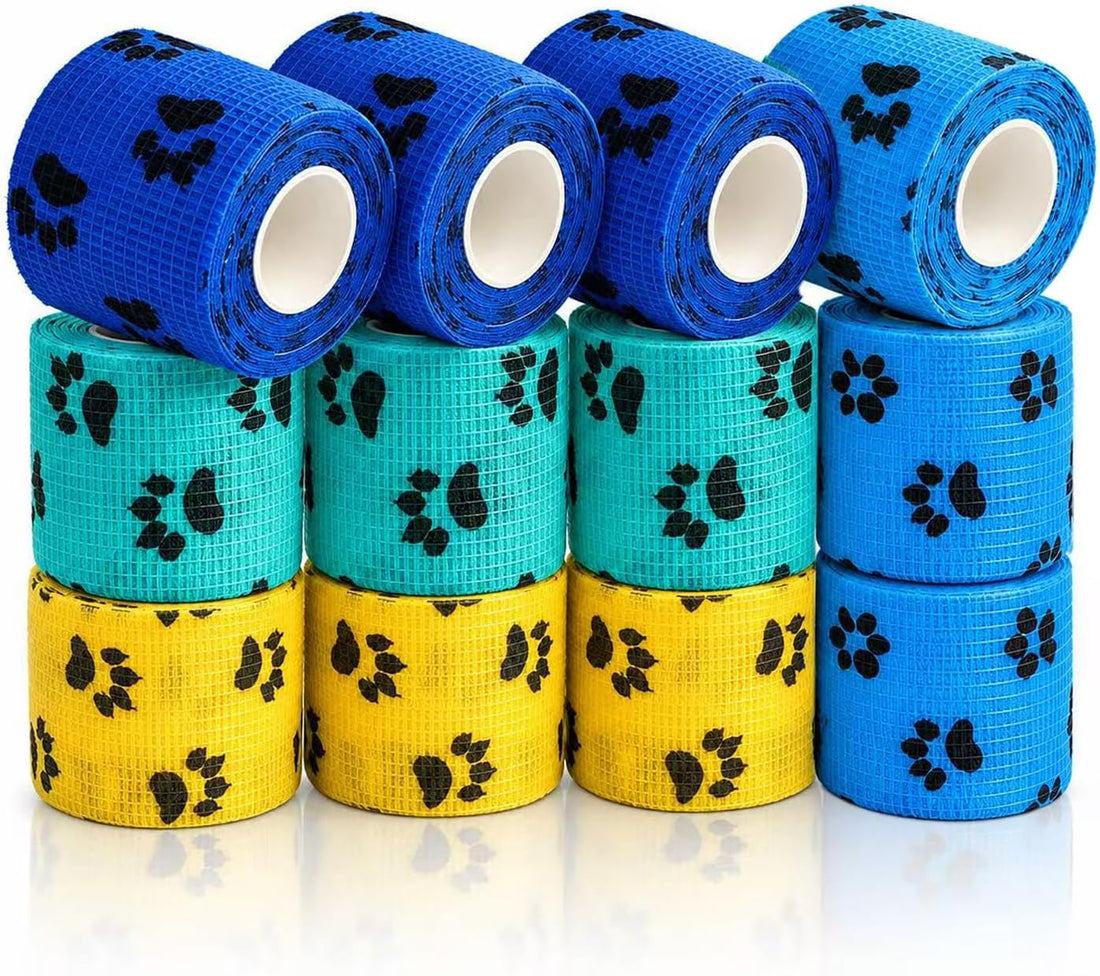 12 Rolls Vet Wrap Cohesive Bandages for Dogs, Cats